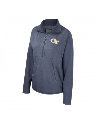 Ladies Georgia Tech Yellow Jackets Audrey Acid Washed Fleece Navy 1/4 Zip la livraison gratuite