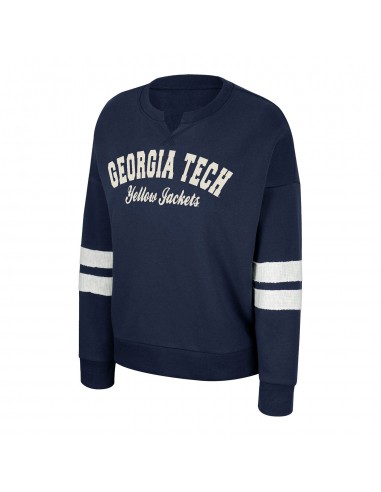 Ladies Georgia Tech Yellow Jackets Perfect Date Gold Crew Sweatshirt soldes