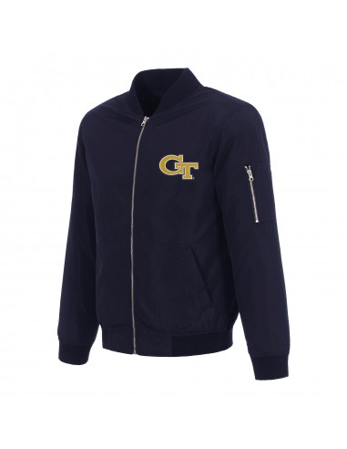 Georgia Tech Yellow Jackets Nylon Zip Navy Bomber Jacket la colonne vertébrale