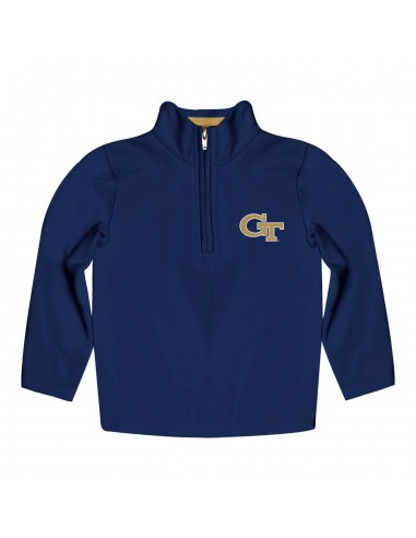 Youth Georgia Tech Yellow Jackets Buzz 1/4 Zip Navy Jacket la colonne vertébrale