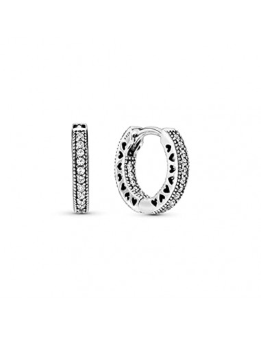 Pandora Boucles d'oreilles Argent à anneaux avec Zircones cubiques transparentes, 15 mm. en stock