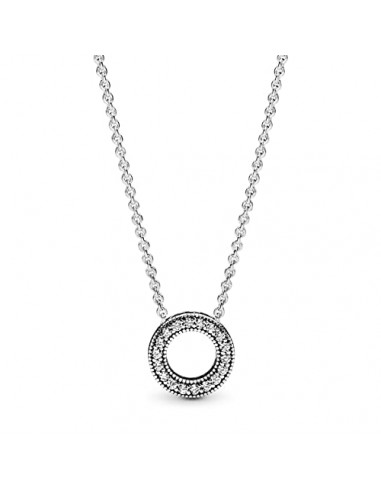 Pandora Collier réversible en argent avec Logo Pandora pour femmes avec zircone cubique claire. l'évolution des habitudes 