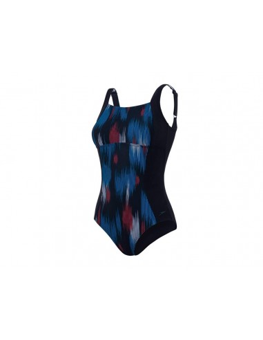 Speedo Damen Contourluxe Printed Badeanzug, Schwarz (Black/Winsdor Blue/Hot Orange), D38 Economisez 