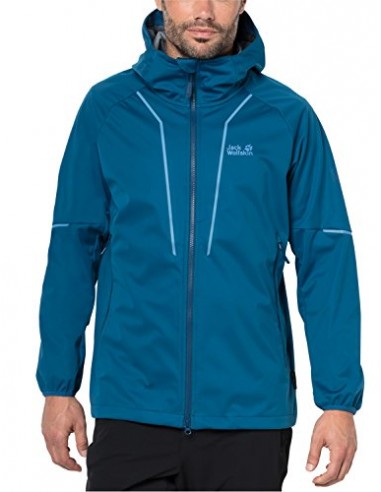 Jack Wolfskin Hommes He. Veste Softshell Green Valley, Bleu Indigo, Taille M de technologie