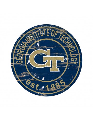 Georgia Tech Yellow Jackets 24" x 24" Distressed Circle Sign la chaussure